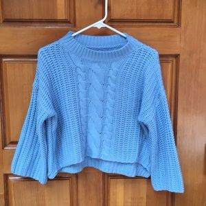 Blue cable knit sweater